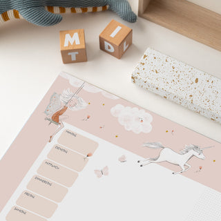 Nahaufnahme Schreibtischunterlage Meerjungfrau Fantasy Kinder rosa Notizfeld