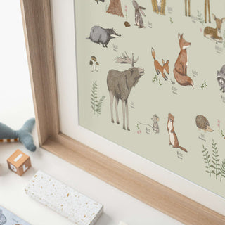 Poster "Forest animals large green"