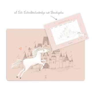 Kinderschreibtischunterlage mit dazu passendem Papierstundenplan für die Grundschule.