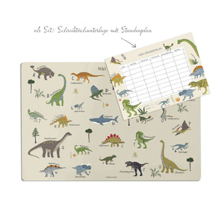 Dino ABC Schreibtischunterlage mit dazu passendem Papierstundenplan A4.